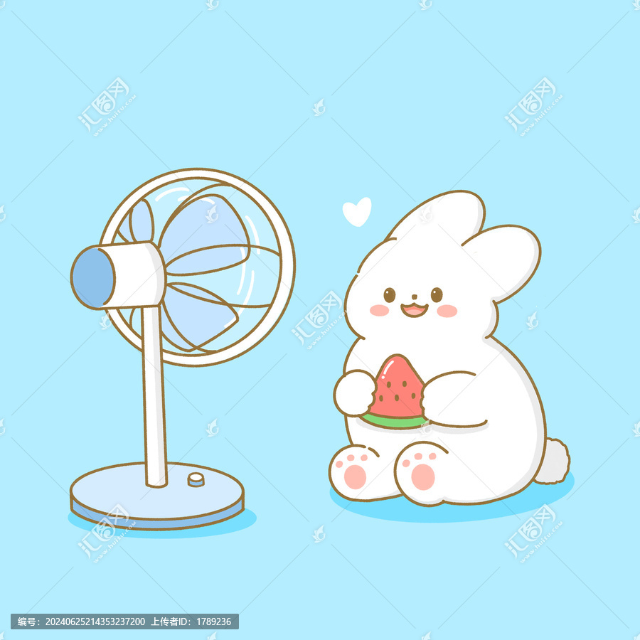 吹電風(fēng)扇的兔子插畫(huà)