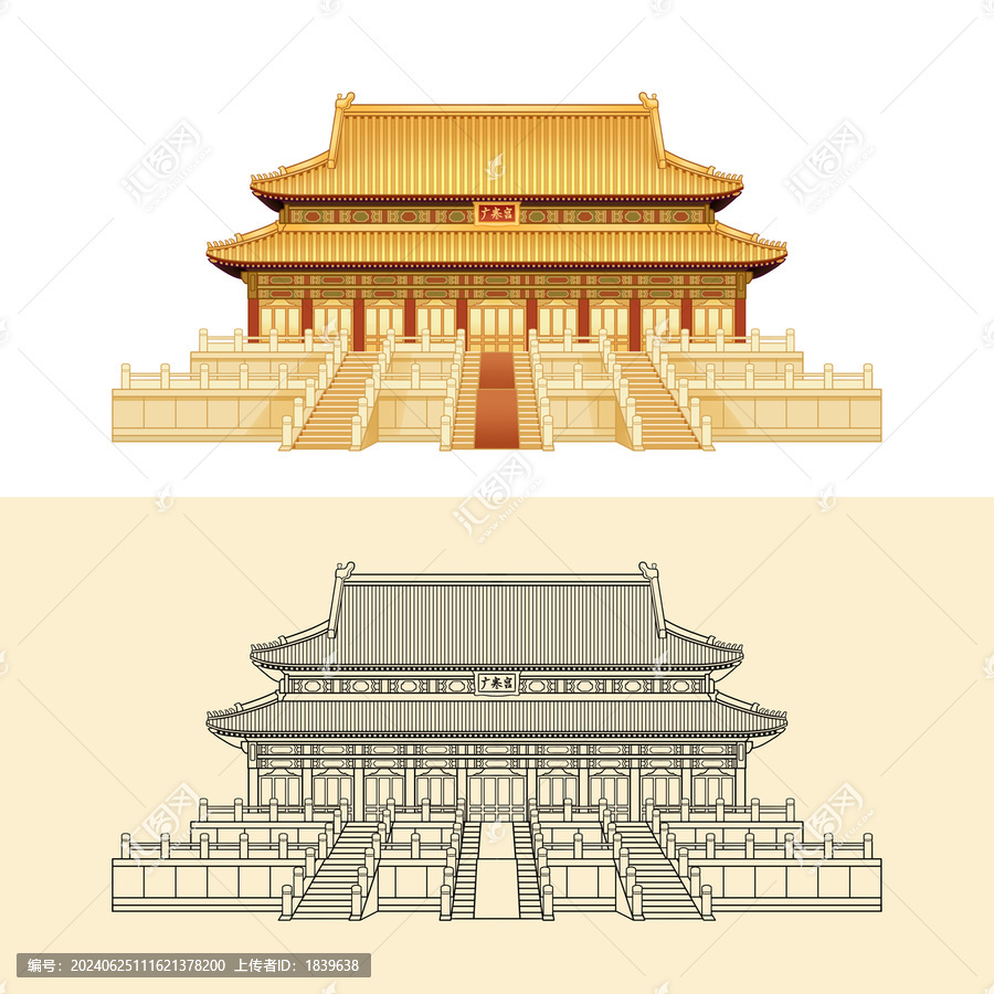 中秋廣寒宮古建筑插畫(huà)素材