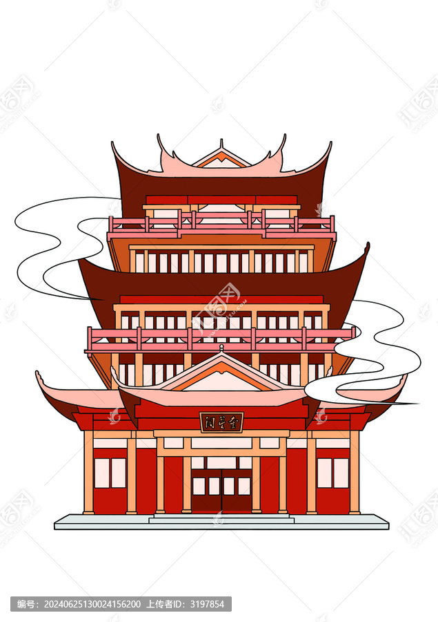 國潮風建筑宜賓奎星閣冰箱貼