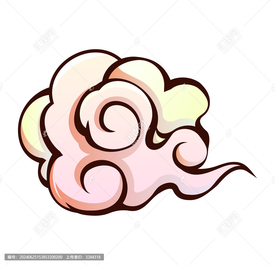 卡通祥云枝矢量插畫