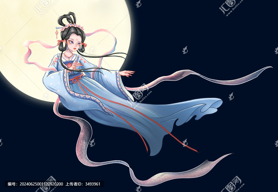 嫦娥奔月中秋節(jié)插畫