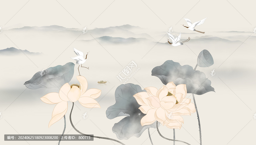 水墨荷花