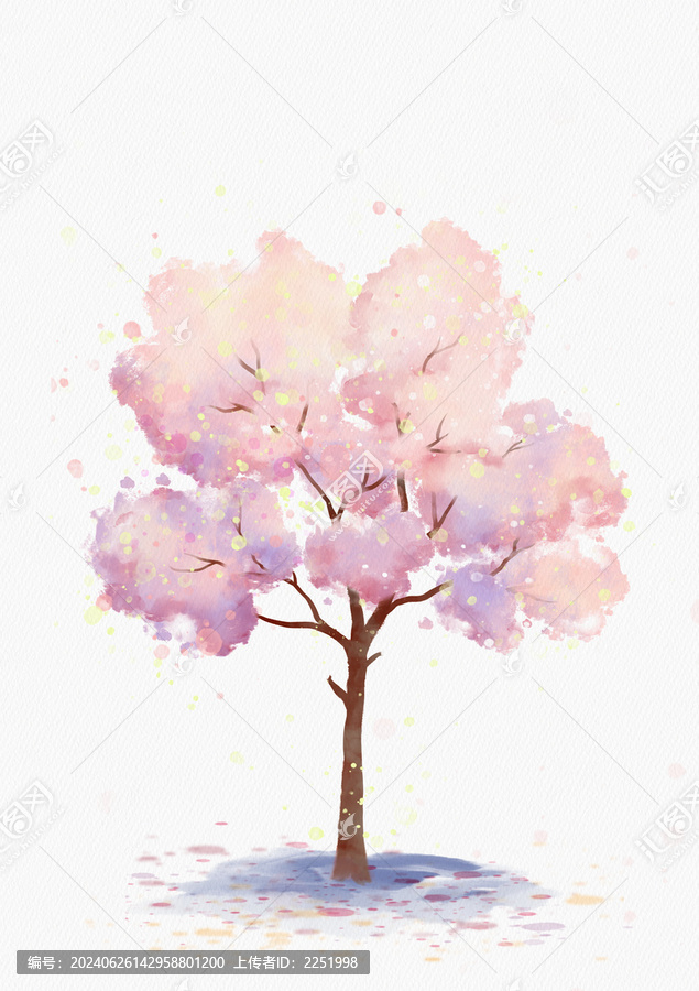 水彩櫻花樹