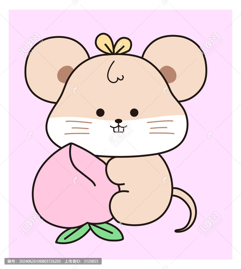 卡通老鼠抱著桃子