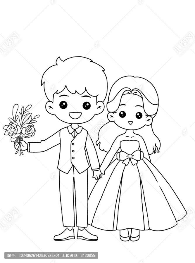 婚禮異形牌簡(jiǎn)筆畫線稿