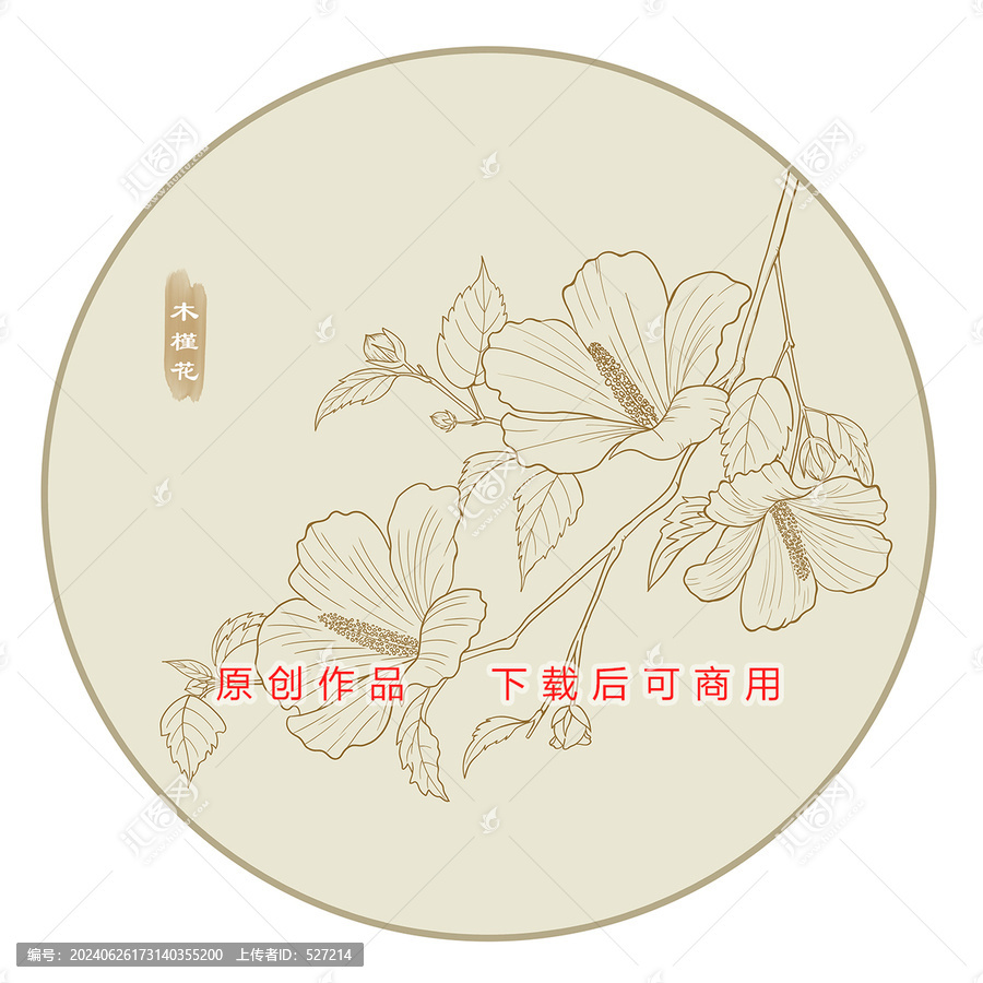木槿花線描