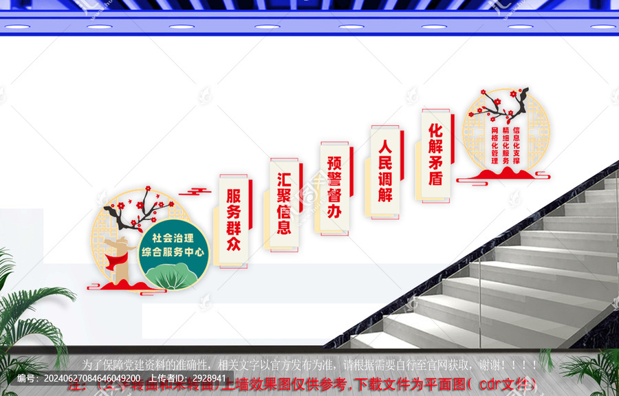 社會(huì)治理綜合服務(wù)中心樓梯文化墻