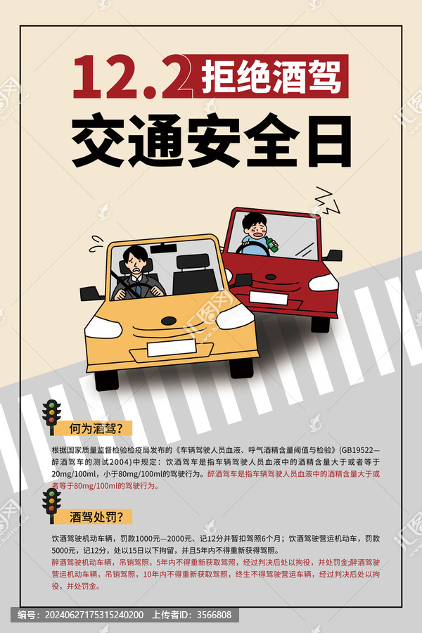 交通安全日宣傳酒駕撞車插畫