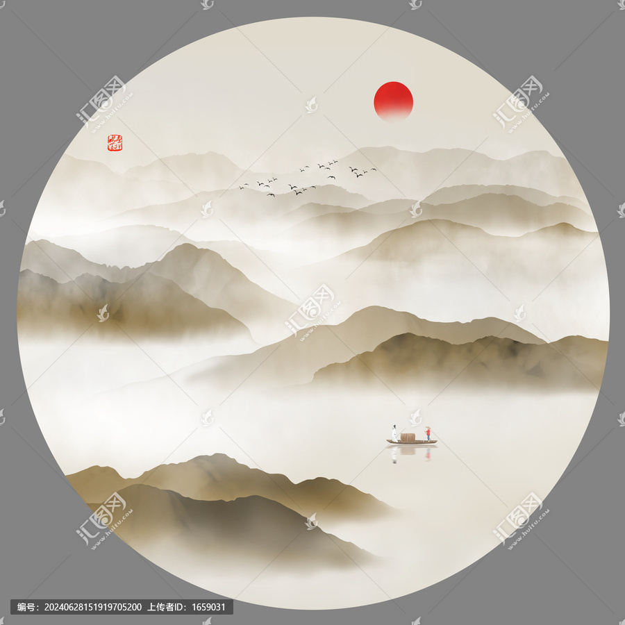 圓形山水畫