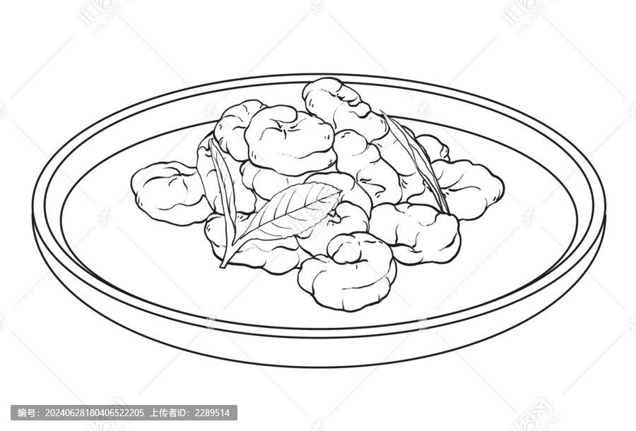 中國(guó)傳統(tǒng)美食浙江菜龍井蝦仁線稿