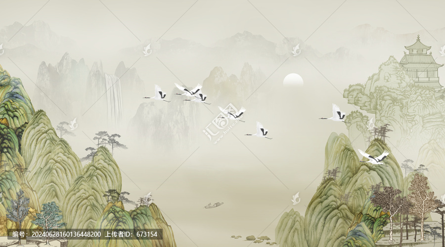 中式山水背景墻