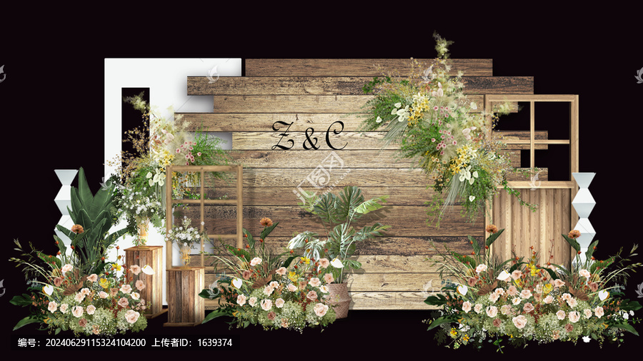 白綠色森系婚禮迎賓區(qū)效果圖
