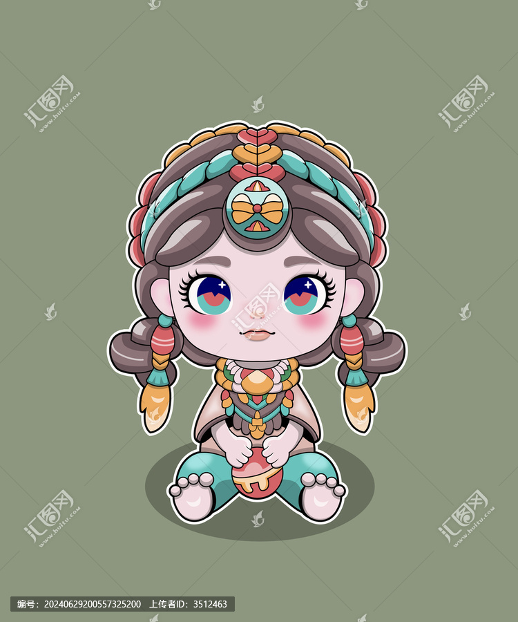 印第安風格女孩矢量插畫