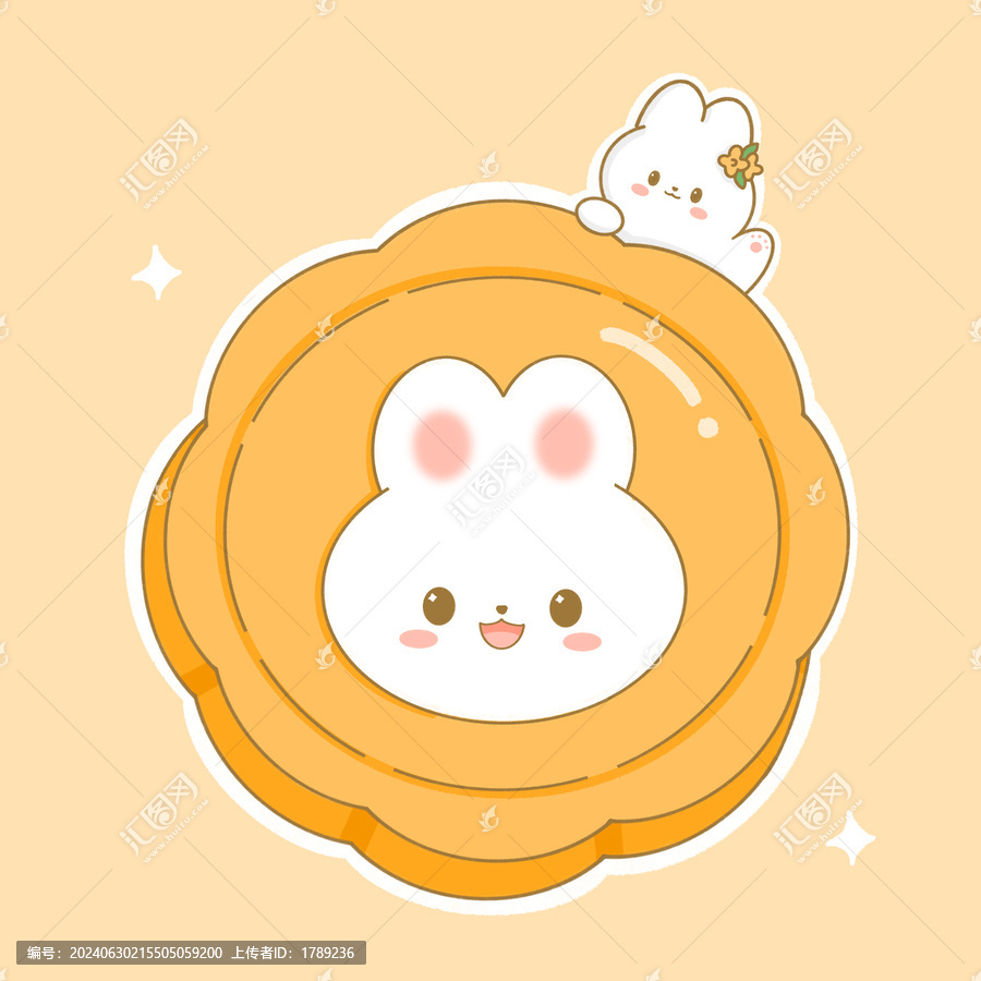 中秋月餅與兔子插畫(huà)