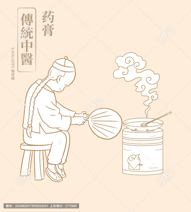 熬藥藥童剪影