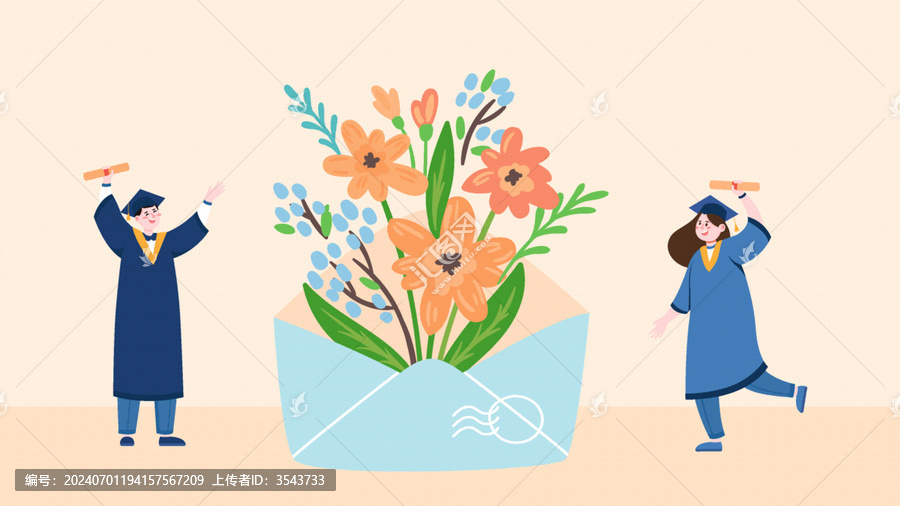 畢業(yè)信封大學(xué)生插畫(huà)