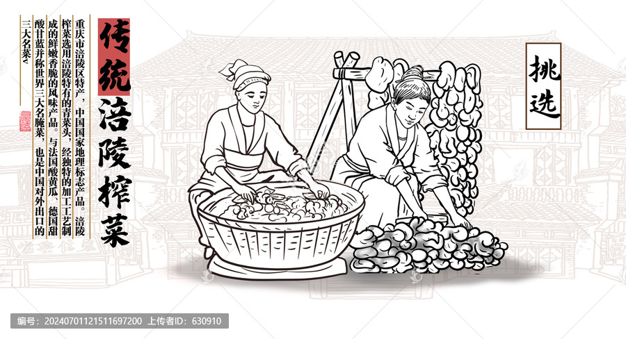 涪陵榨菜線描圖