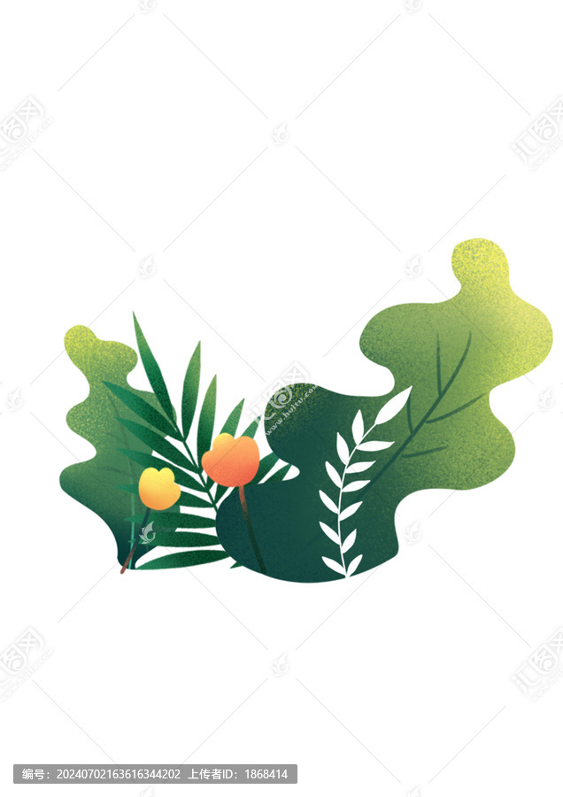 可愛(ài)綠色花草插畫