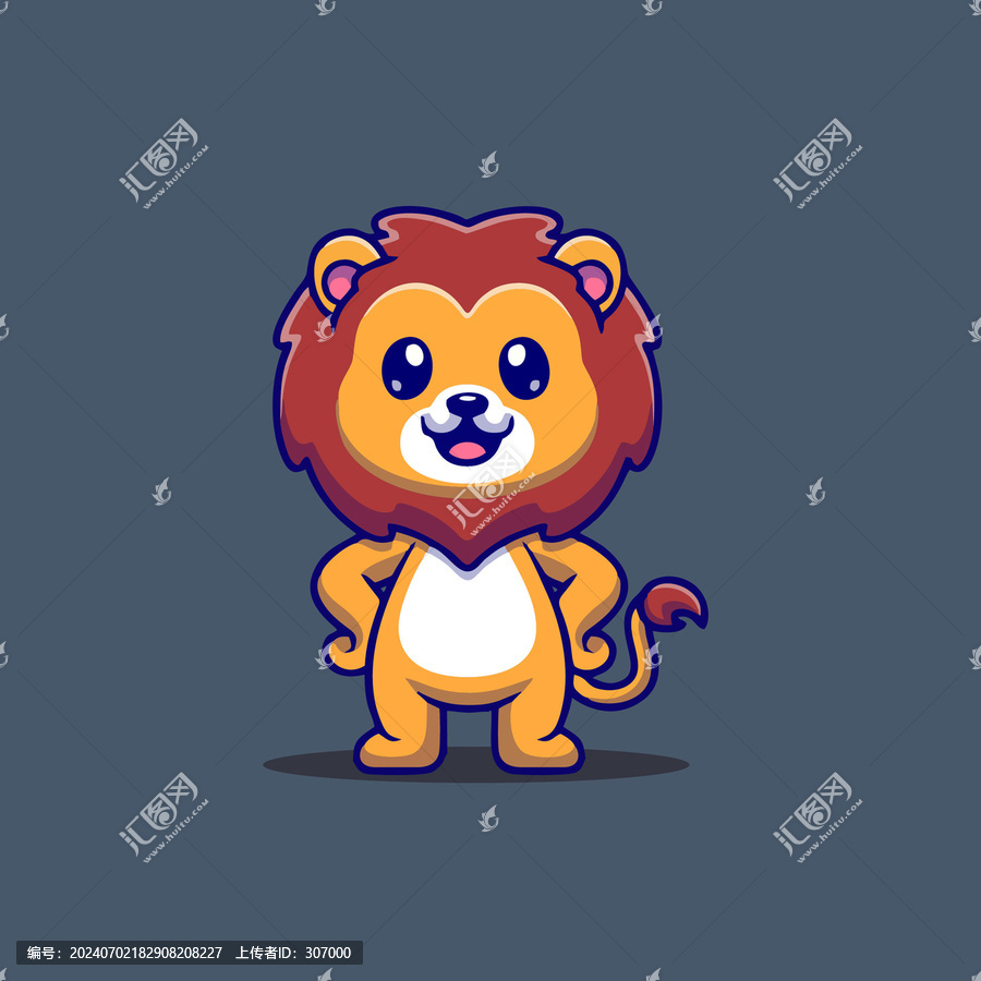 可愛幸運(yùn)獅子Q版卡通插畫