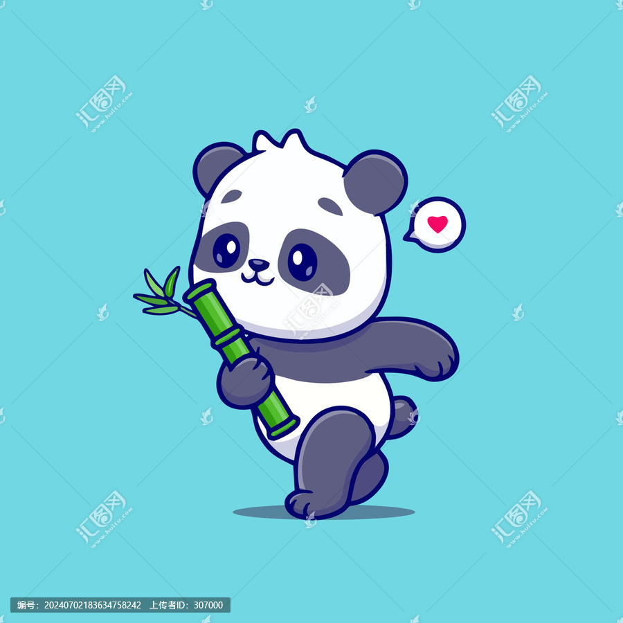 可愛竹子熊貓Q版卡通插畫