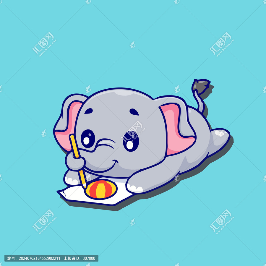 可愛小象壽司Q版卡通插畫