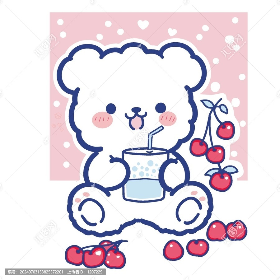 可愛小狗小熊卡通印花