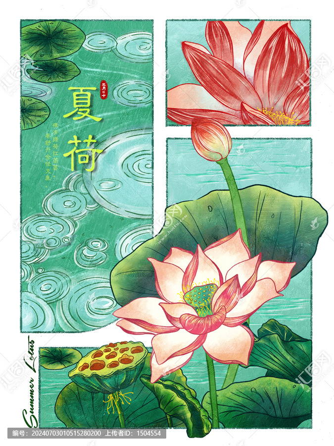 夏日荷花國風(fēng)插畫