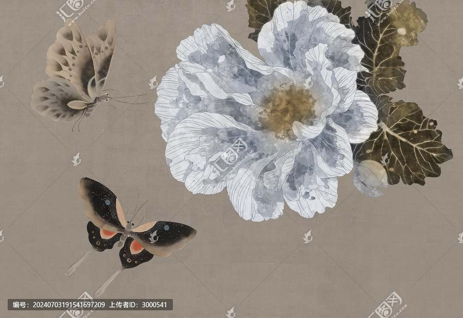 蝶戀花新中式復(fù)古背景