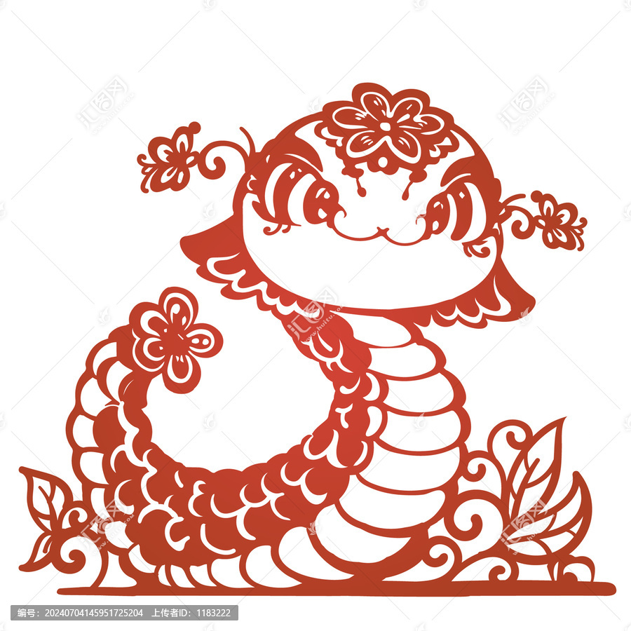 2025蛇年復古小蛇矢量剪紙