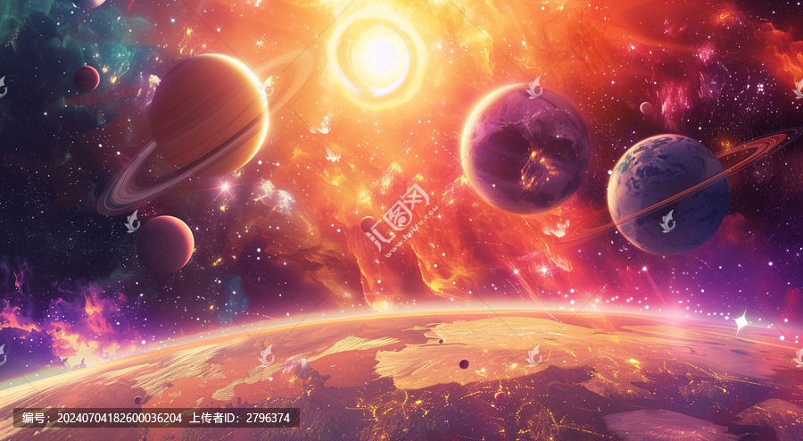 星球地球太陽背景墻
