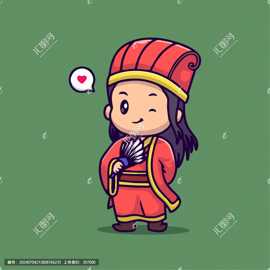 可愛(ài)軍師諸葛亮Q版卡通插畫(huà)