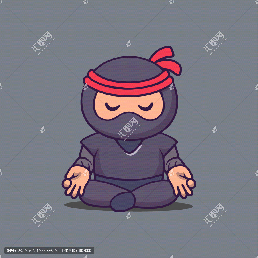 可愛(ài)靜修忍者Q版卡通插畫(huà)