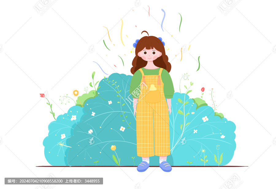 黃格子衣服小女孩