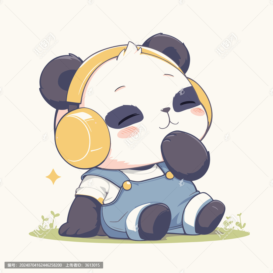 坐著聽音樂的熊貓