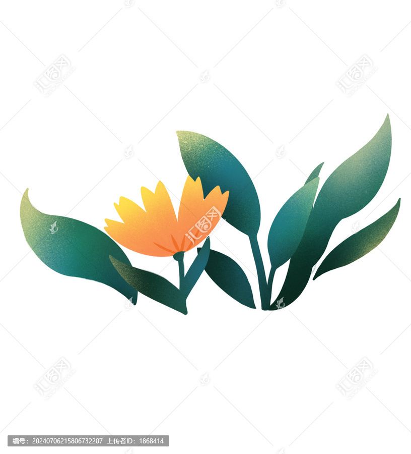 可愛(ài)綠色花草插畫