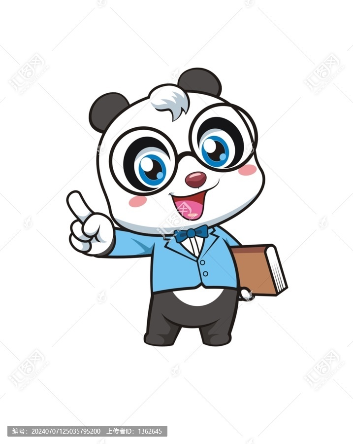 卡通可愛熊貓老師講解形象矢量圖