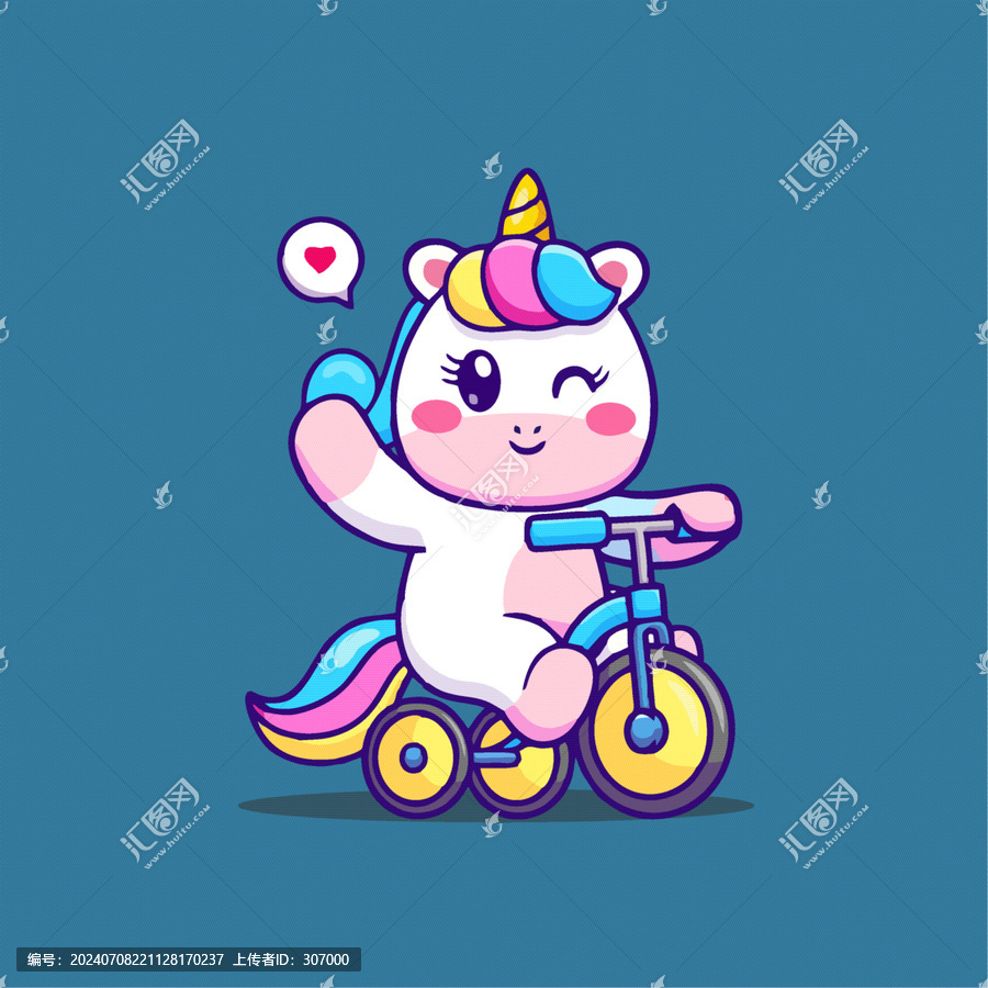 可愛騎車小馬寶莉Q版卡通插畫