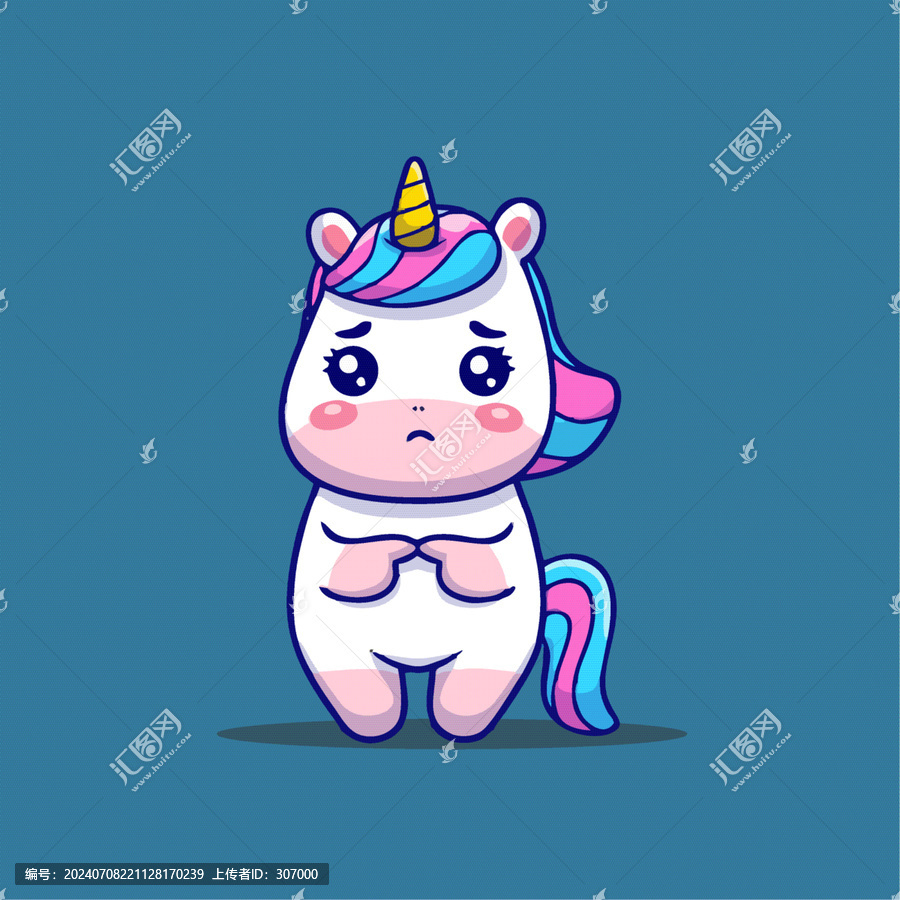 委屈尷尬小馬寶莉Q版卡通插畫