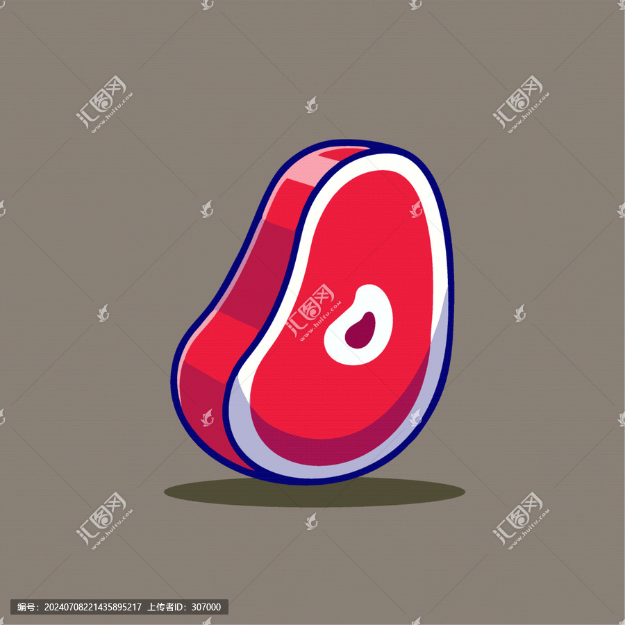 可愛(ài)牛排火腿Q版卡通插畫