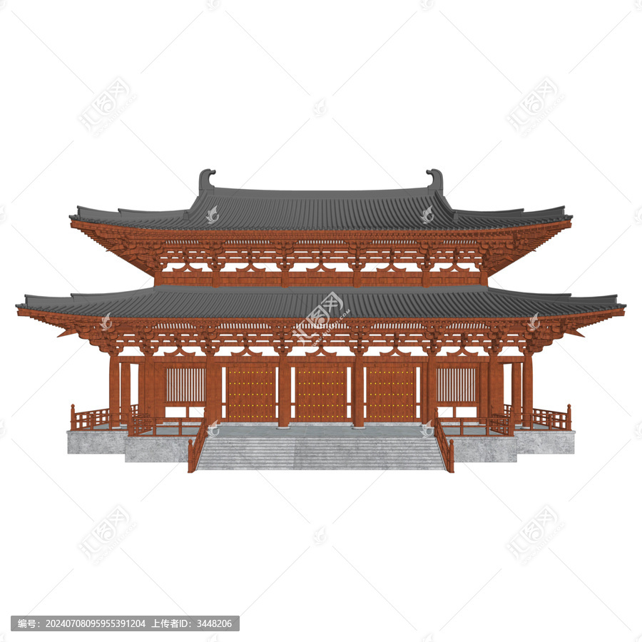 唐風(fēng)重檐大殿效果圖