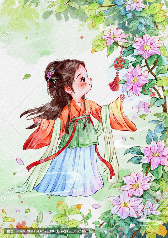 古風鐵線蓮少女