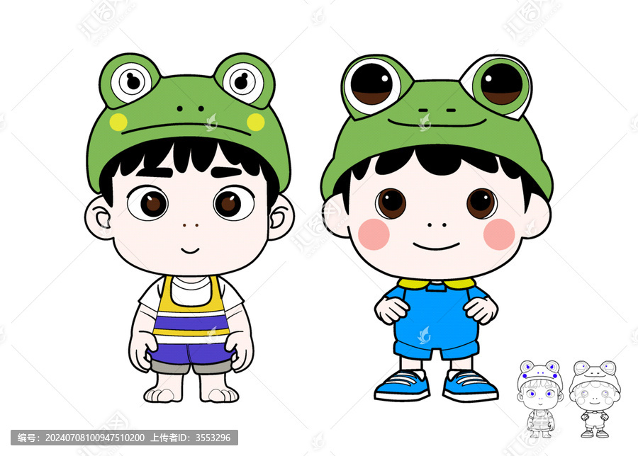 卡通青蛙帽子小男孩
