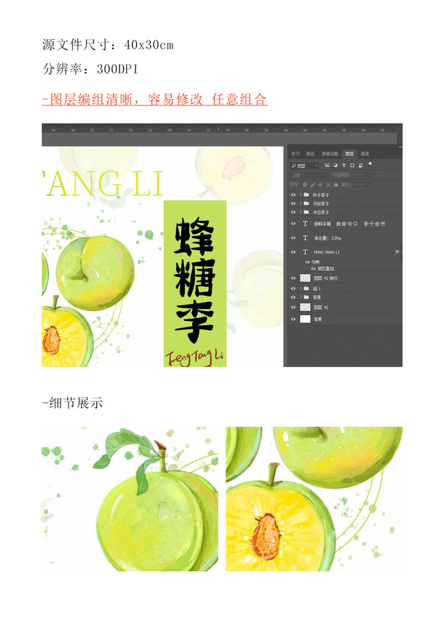 蜂糖李禮盒包裝插畫