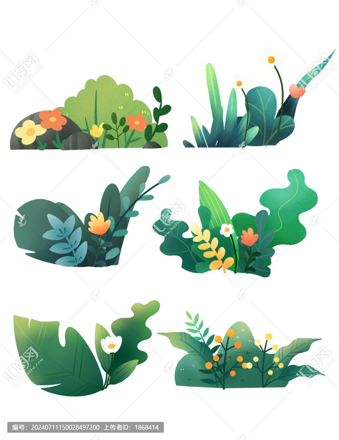 可愛(ài)綠色花草插畫(huà)