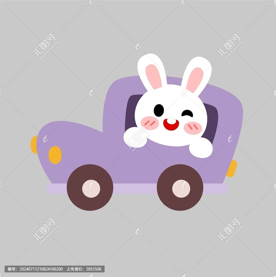 卡通小兔開車