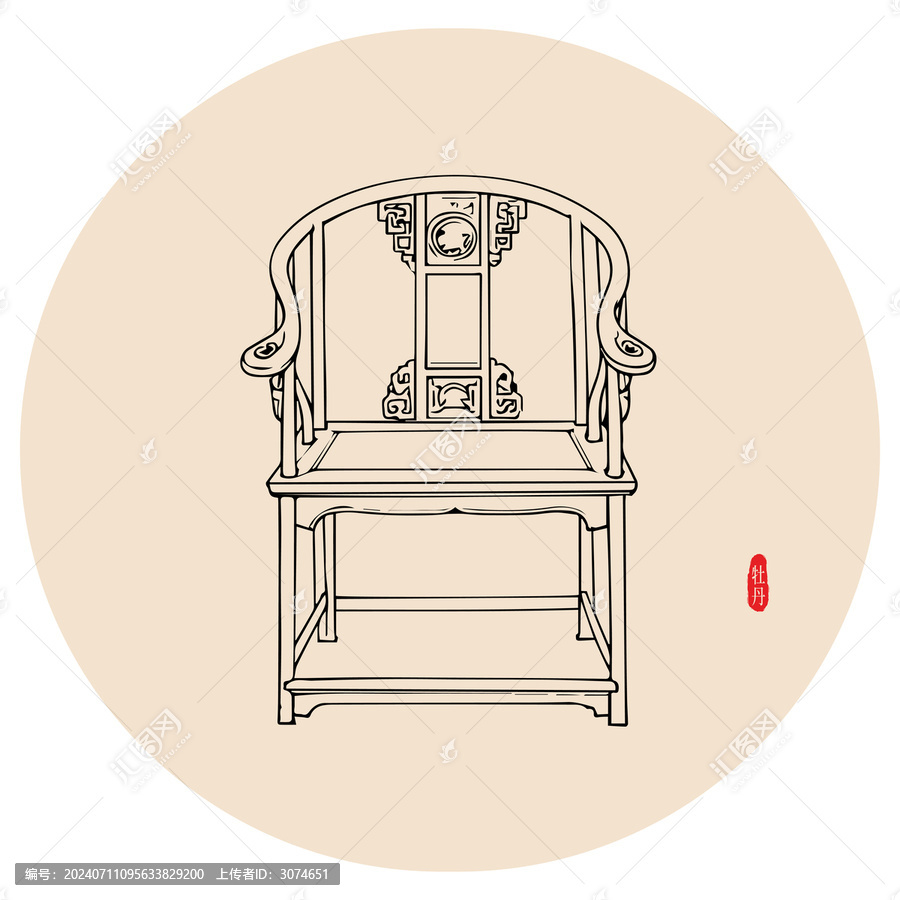 中式家具線稿圖