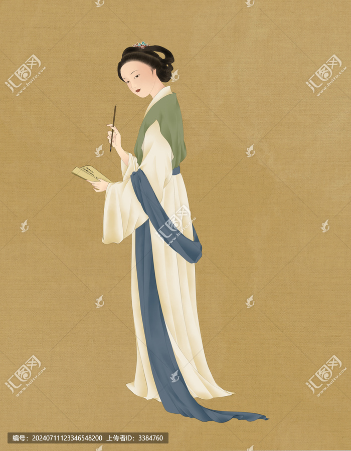 拿書仕女圖
