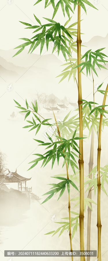 新中式意境竹林背景墻