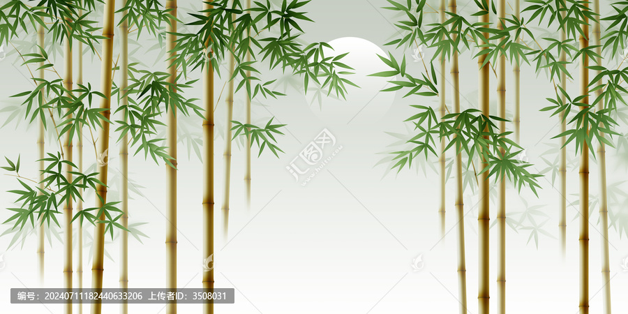 新中式意境竹林背景墻