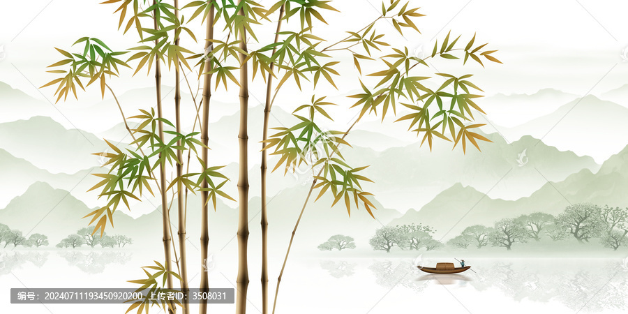 新中式意境竹林背景